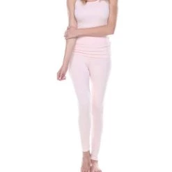 Promo 🧨 Pj Harlow 👩 women Nadine Rib Knit Legging With Elastic Waistband in Blush 🛒