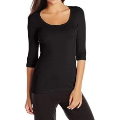 Cheapest ❤️ Pj Harlow 👩 women Norah 3/4 Sleeve Rib Tee in Black 🎉