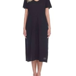 Coupon 🌟 Pj Harlow 👩 women Chelsea Cotton Short Sleeve Long 👗 Dress W- Poetic Quotes And Sayings in Black 🌟