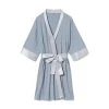 Best Pirce 🤩 Pj Harlow 👩 women Shala Knit Robe With Pockets And Satin Trim in Morning Blue 🌟