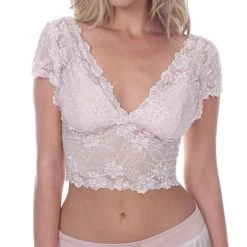 Buy 💯 Pj Harlow 👩 women Grace Lace Hand Beaded Cami With Sleeves in Violet ✔️