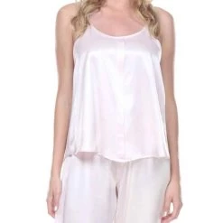 Cheap 😉 Pj Harlow 👩 women Babe Satin Cami With Pleated Front And Adjustable Straps in Blush ❤️
