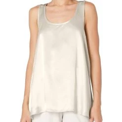 Coupon 🎁 Pj Harlow 👩 women Laura Satin Racerback Tank in Eggnog ✔️