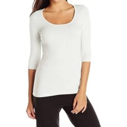 Outlet 🤩 Pj Harlow 👩 women Norah 3/4 Sleeve Rib Tee in Pearl 😉