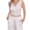 Best deal ✔️ Pj Harlow 👩 women Colette Lace Hand Beaded Sleeveless Crop Top in Violet 🧨