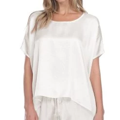 Promo 😉 Pj Harlow 👩 women Roxxy All Satin Tee in Pearl ⭐