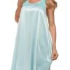 Best deal 🎉 Pj Harlow 👩 women Lindsay Satin And Rib Nightgown in Aqua 😍