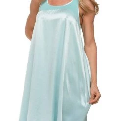 Best deal 🎉 Pj Harlow 👩 women Lindsay Satin And Rib Nightgown in Aqua 😍