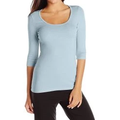 Wholesale ✨ Pj Harlow 👩 women Norah 3/4 Sleeve Rib Tee in Morning Blue 🌟