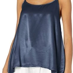 Hot Sale ⌛ Pj Harlow 👩 women Daisy Satin Tank With Braided Straps & Elastic Back in Navy 🎁