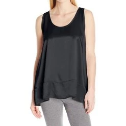 Outlet 😉 Pj Harlow 👩 women Natalie Satin Tank With Ruffle in Black 🛒
